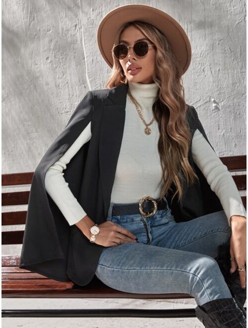 Shein Lapel Solid Cape Blazer