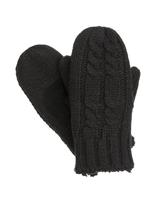 isotoner Women's Chunky Cable Knit Sherpasoft Mittens