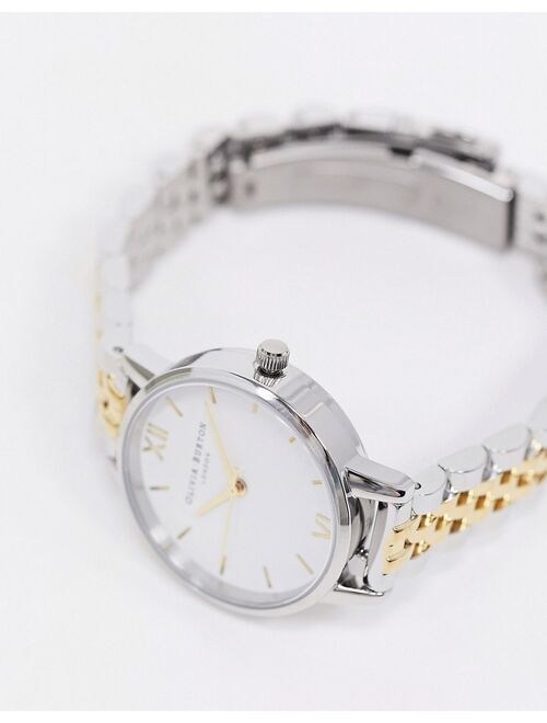 Olivia Burton white midi dial bracelet watch in mixed metal