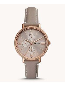 Women's Jaqueline rose gold tone multifunction movement, gray leather watch 38mm
