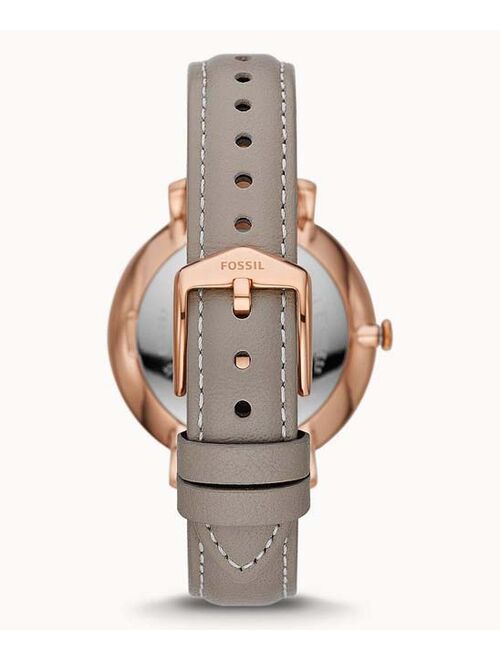 Fossil Women's Jaqueline rose gold tone multifunction movement, gray leather watch 38mm