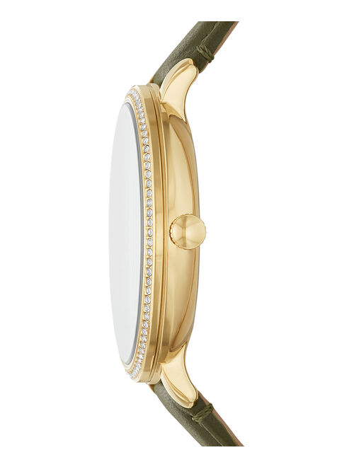 Fossil Green & Goldtone Jacqueline Leather-Strap Watch