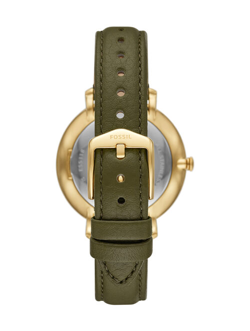 Fossil Green & Goldtone Jacqueline Leather-Strap Watch