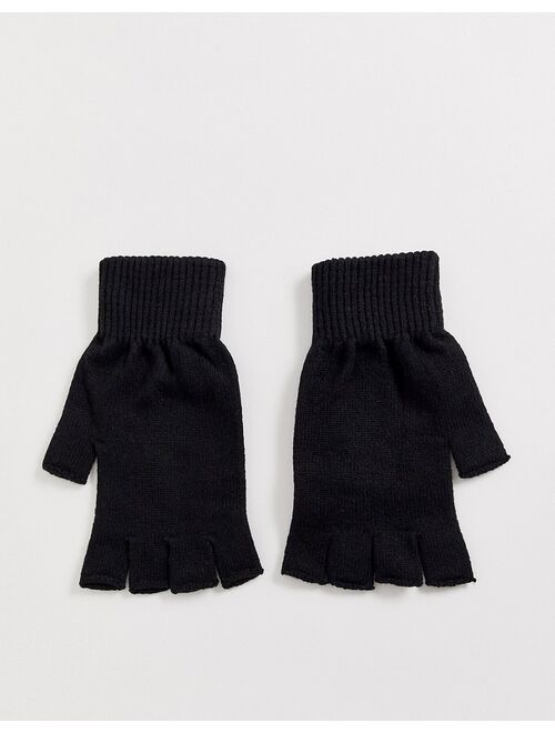Asos Design fingerless gloves in black