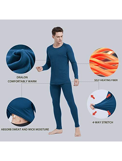 Ginasy Thermal Underwear for Men Long Johns Set Winter Warm Base Layer Top & Bottom with Fleece Lined
