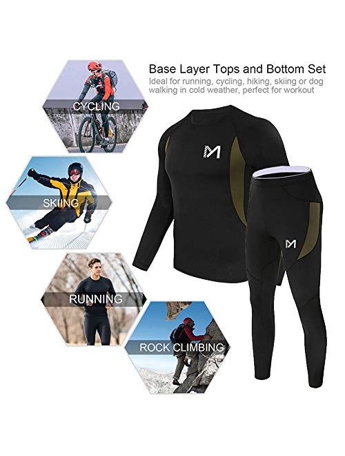 Men’s Thermal Underwear Set, Sport Long Johns Base Layer for Male, Winter Gear Compression Suits for Skiing Running