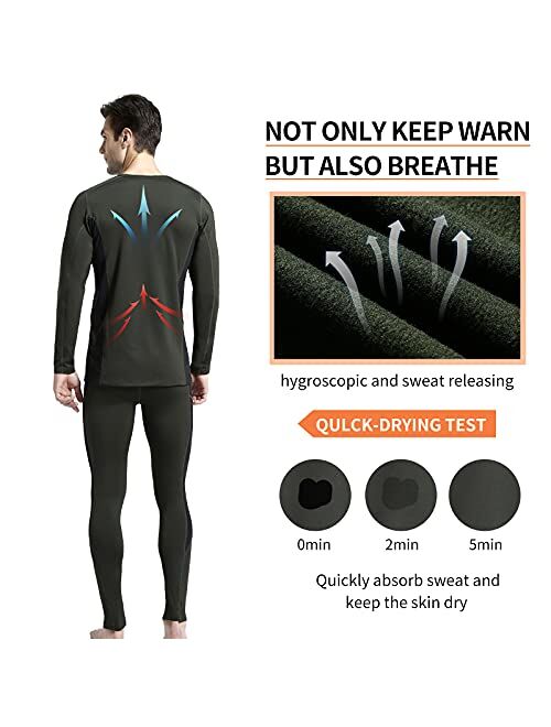 visionreast Men's Ultra Soft Thermal Underwear Set Warm Base Layers Long Johns Set Skiing Winter