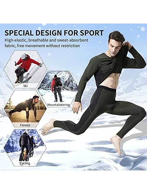 visionreast Men's Ultra Soft Thermal Underwear Set Warm Base Layers Long Johns Set Skiing Winter