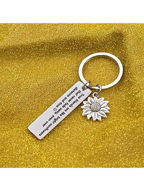 7RVZM Inspirational Sunflower Keychain Friendship Jewelry Best Friend Gift bff Jewelry Friends Moving Away Gift