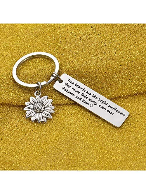 7RVZM Inspirational Sunflower Keychain Friendship Jewelry Best Friend Gift bff Jewelry Friends Moving Away Gift
