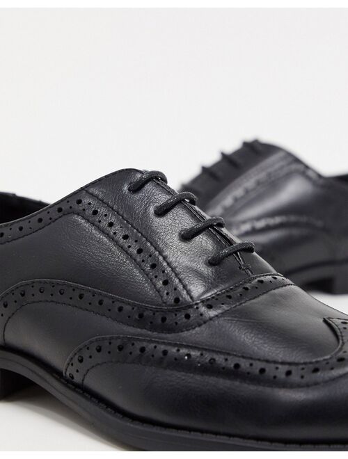 Asos Design brogue shoes in black faux leather