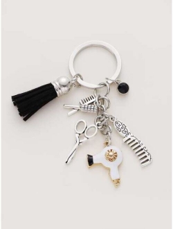 Comb & Scissors Charm Keychain