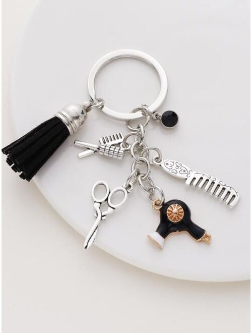 Shein Comb & Scissors Charm Keychain