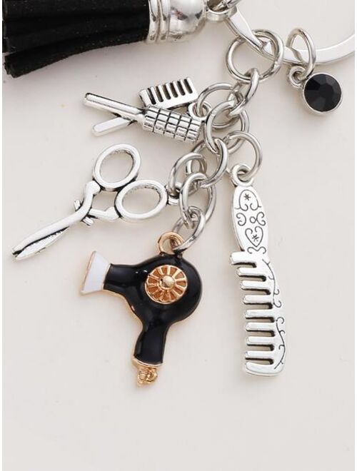 Shein Comb & Scissors Charm Keychain