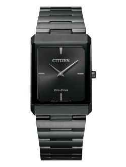 Unisex Eco-Drive Stiletto Gray Stainless Steel Bracelet Watch 28x38mm