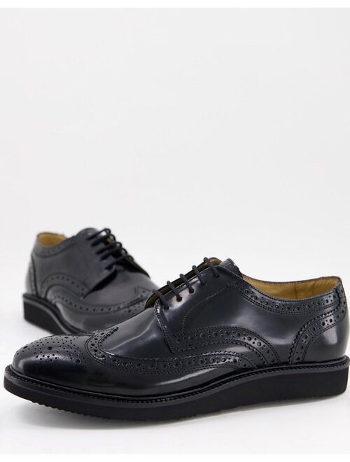 Base london orion brogues in black leather