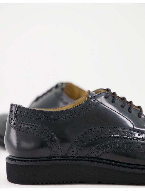 Base london orion brogues in black leather