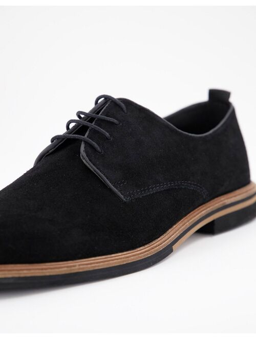 Asos Design lace up shoes in black suede with contrast sole