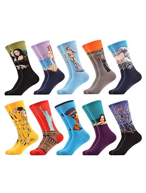 WeciBor Men's Colorful Funny Novelty Casual Combed Cotton Crew Socks Gift