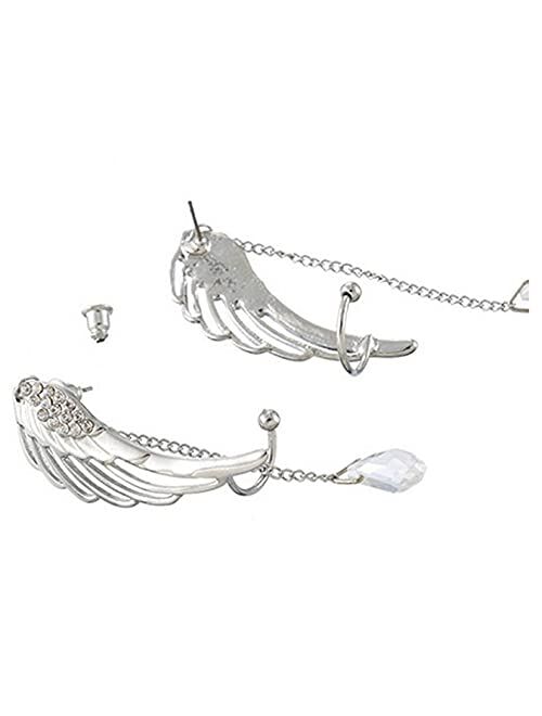 1 Pair Angel Wings Tassel Crystal Long Earrings Women Long Cuff Earring Bohemian Ear Ornaments