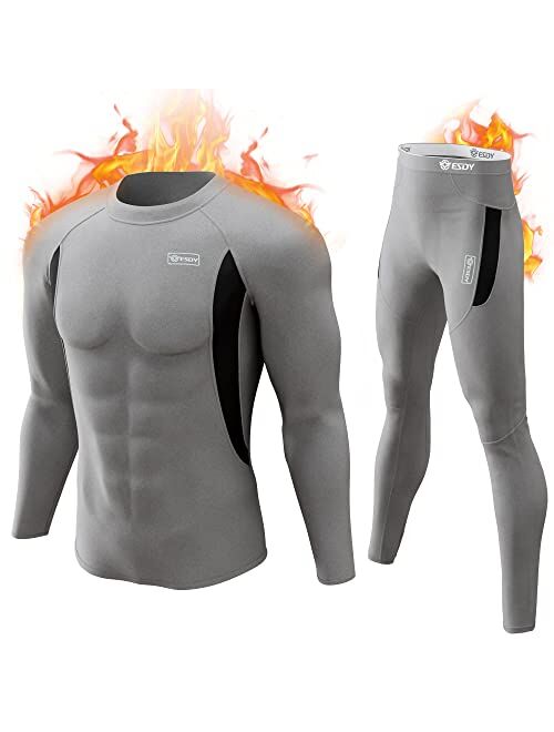 Buy romision Thermal Underwear for Men, Long Johns Base Layer Fleece ...