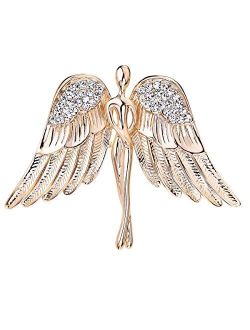 OKA JEWELRY Guardian Angel Pins Jewel Bouquet Crystal Brooch Gold Tone