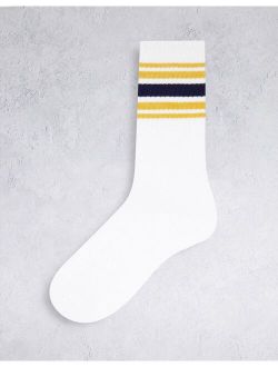 tube socks with stripes in yellow