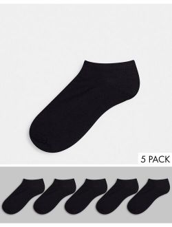 5 pack sneaker socks in black