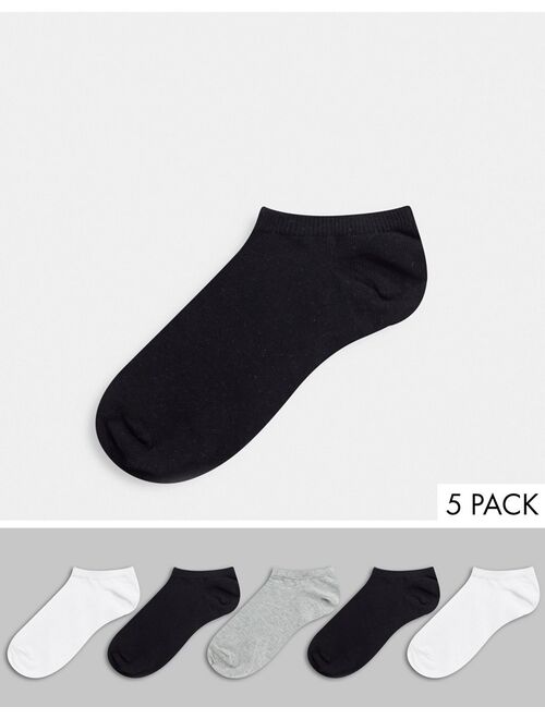 Asos Design 5 pack trainer socks in monochrome save