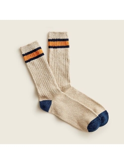 Lightweight marled camp socks with double stripe