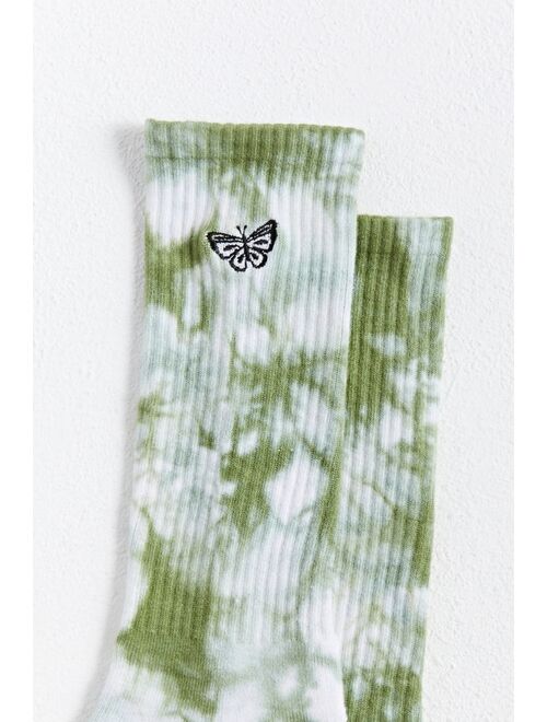 Urban outfitters Embroidered Butterfly Tie-Dye Crew Sock
