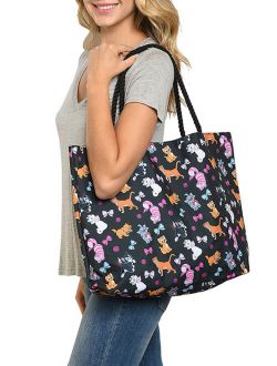 Cats Tote Bag Travel Beach Carry-on Cheshire Aristocat Figaro Print Black