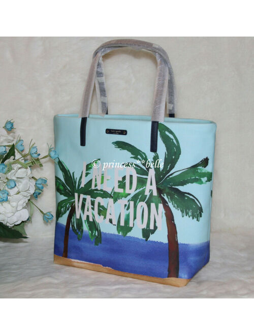 Kate Spade New York Kate Spade I Need A Vacation Beach Bag Bon Shopper Palm Tree Tote Purse Handbag