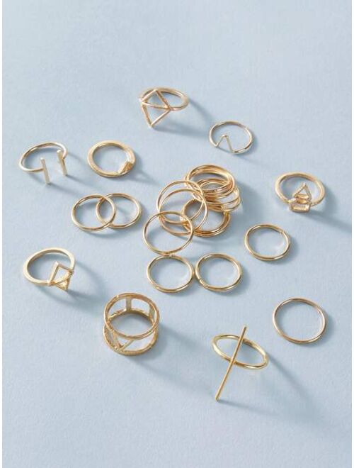 Shein 24pcs Simple Geometric Decor Ring