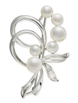 Macy's Cultured Freshwater Pearl (7mm & 5mm) Pin in Sterling Silver and 18k Gold Over Silver