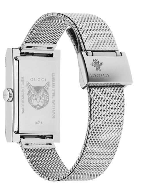 Gucci Women's Swiss G-Frame Stainless Steel Mesh Bracelet Watch 21x34mm