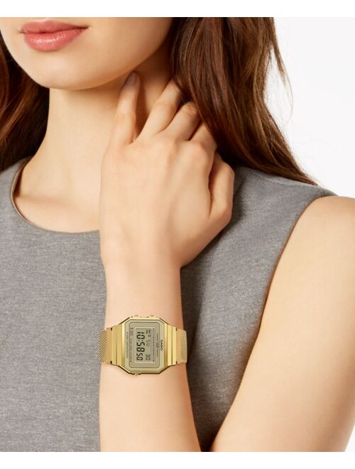 Casio Unisex Gold-Tone Stainless Steel Mesh Bracelet Watch 35.5mm