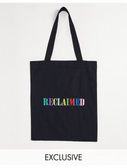 inspired unisex tote bag with logo embroidery in black