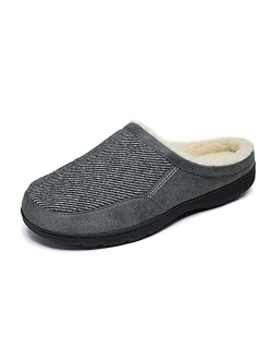 Men's Cozy Memory Foam Slippers with Fuzzy Wool-Like Lining, Slip-on Washable Indoor Outdoor House Shoes