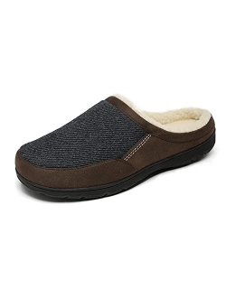 Men's Cozy Memory Foam Slippers with Fuzzy Wool-Like Lining, Slip-on Washable Indoor Outdoor House Shoes