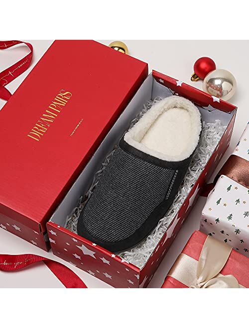 DREAM PAIRS Men's Cozy Memory Foam Slippers with Fuzzy Wool-Like Lining, Slip-on Washable Indoor Outdoor House Shoes