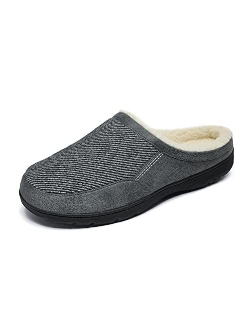 DREAM PAIRS Men's Cozy Memory Foam Slippers with Fuzzy Wool-Like Lining, Slip-on Washable Indoor Outdoor House Shoes