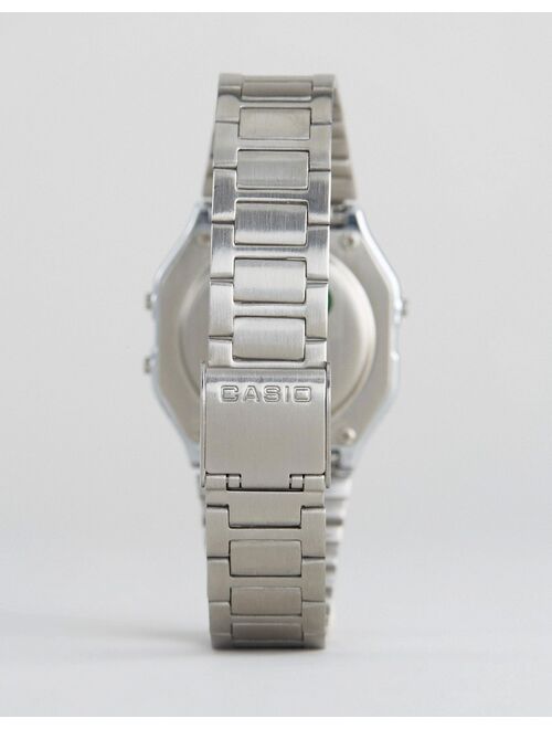Casio A163WA-1QES digital bracelet watch in silver