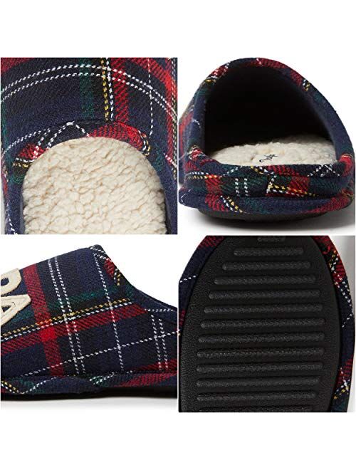 Dearfoams Men's Papa Bear Buffalo Plaid Clog Slipper