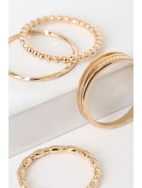 Lulus Infinitely Stylish Gold Ring Set