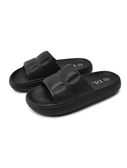 DL Shower-Slippers-Bathroom-Womens-Mens Lightweight, Non-Slip Unisex Beach Pool Gym Spa Slide Slippers Quick Drying Waterproof Slip on Indoor Home House Summer Slippers A