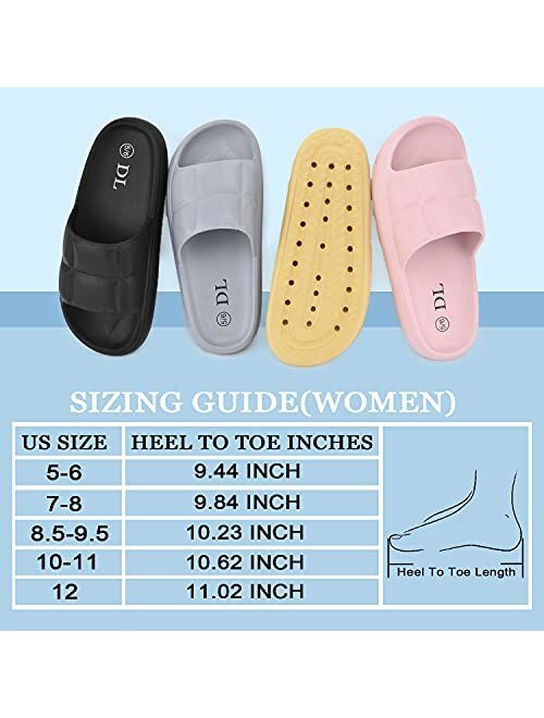 DL Shower-Slippers-Bathroom-Womens-Mens Lightweight, Non-Slip Unisex Beach Pool Gym Spa Slide Slippers Quick Drying Waterproof Slip on Indoor Home House Summer Slippers A