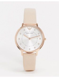 AR2510 Kappa leather watch in pink