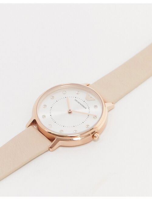 Emporio Armani AR2510 Kappa leather watch in pink