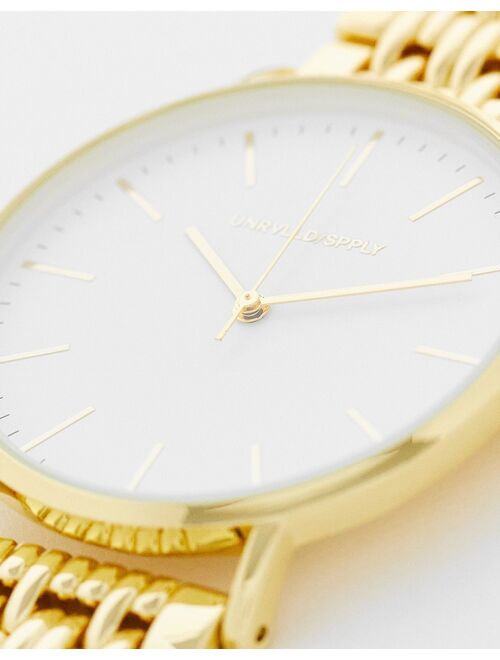 Asos Design bracelet watch with gold face in gold tone